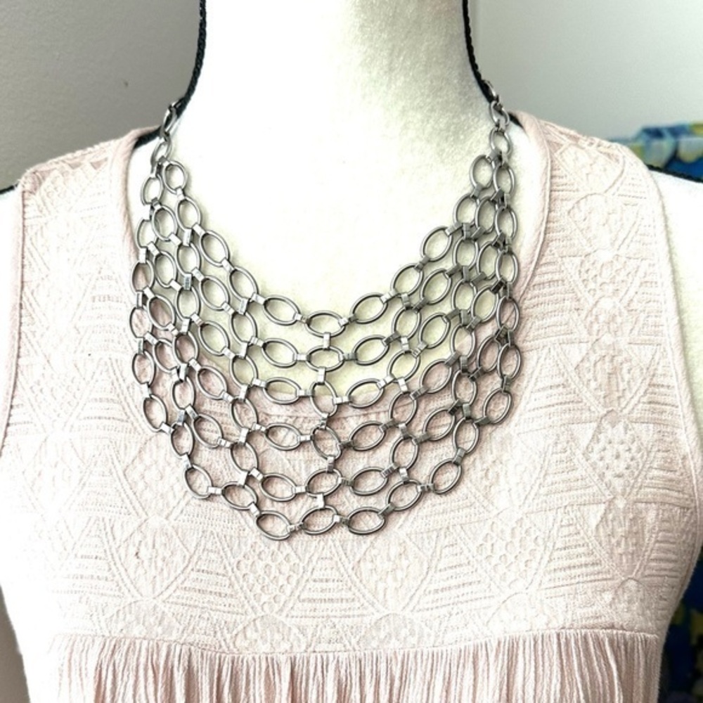 Chainmail Bib Oval Link Stainless Steel Statement Necklace